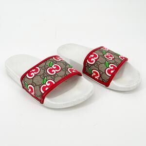 Gucci Leather Logo Cutout Flat Sandals | Neiman Marcus Selling size 36eu, size 6 American Gucci sandals. display picture 1